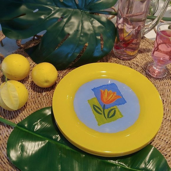 Arcoroc Dining Vintage Matys Arcoroc France Yellow Blue Orange Tu Poshmark